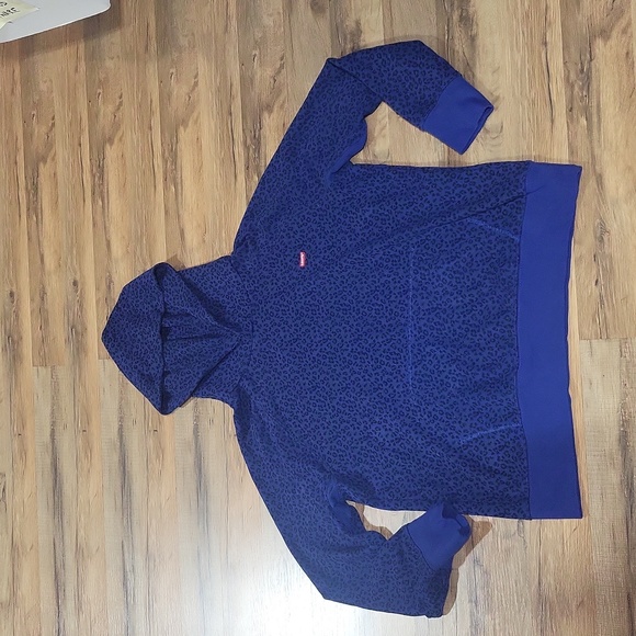 LEVI'S Blue Black Green Animal Print Logo Hoodie Kangaroo Pocket Sweatshirt - Picture 4 of 16